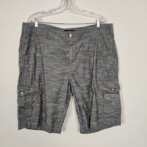 Guess Men's 100% Cotton Heathered Blue Jean Cargo Shorts in Blue Size 40 Summer